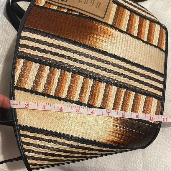 Women's Black and Brown Striped Bag - Picture 7 of 9